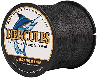 Hercules Braided Fishing Line 9 Strands 300m Braid Wire Super PE Strong  Strength Fish Line 10LB-320 LB 15 Color Multifilament Color: Black, Line  Number: 1.0, hercules pe